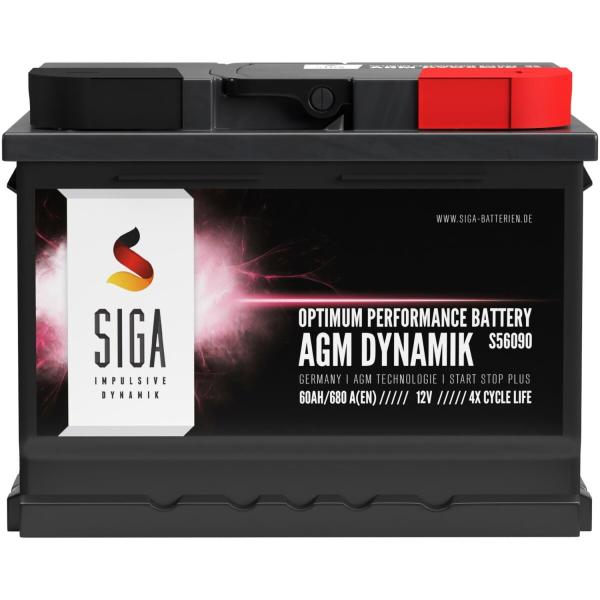 SIGA AGM Dynamik Autobatterie 60Ah 12V